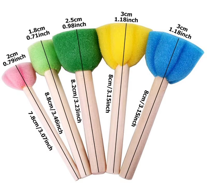 Children DIY Graffiti Sponge Brush Set Drawing Toys Broom Shaped Seal Sponge Brush Art Brush Enlightenment Puzzle Gift TMZ