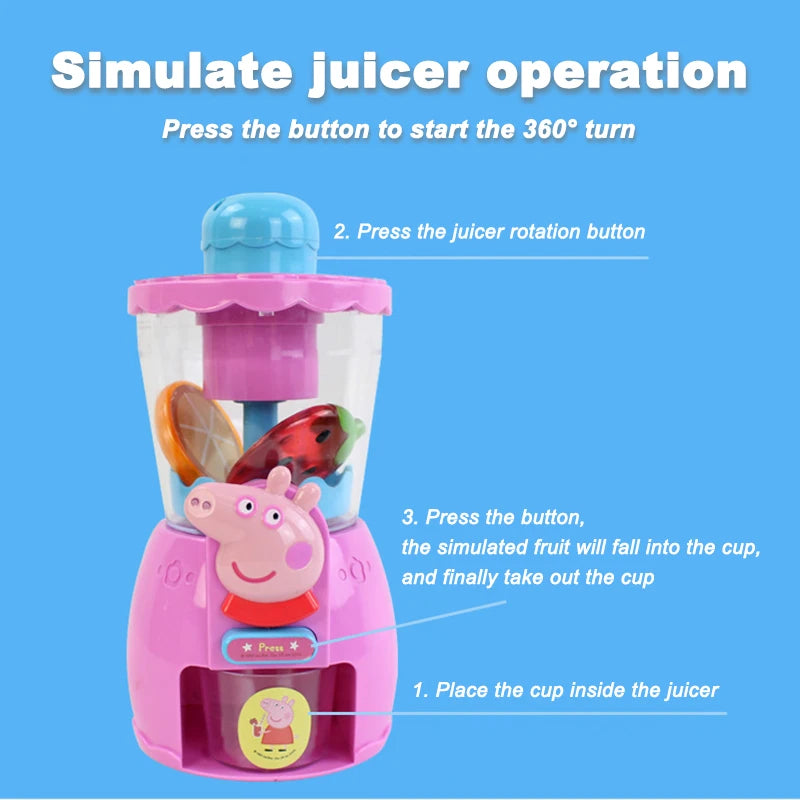 Peppa Pig Simulated Juicer Emulation Blender Toy Kids Playing House Simulation Fruits Simulate Scenarios Toddler Early Tducation
