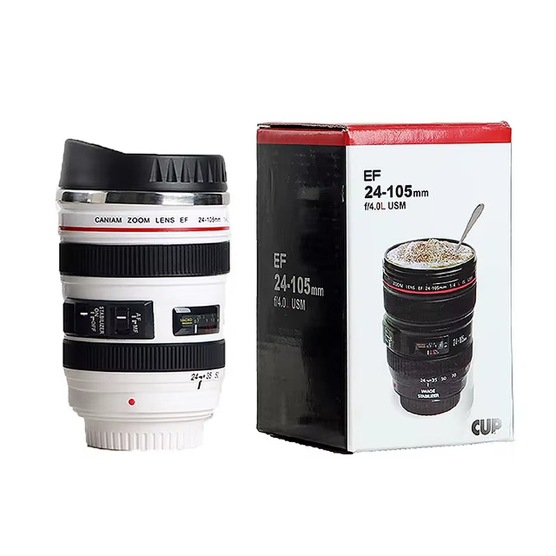 Stainless Steel Camera Ef24-105Mm Coffee Lens Mug White Black Coffee Mugs Unique Cup Gift Coffee Cups Canecas Tazas Vaso Caf