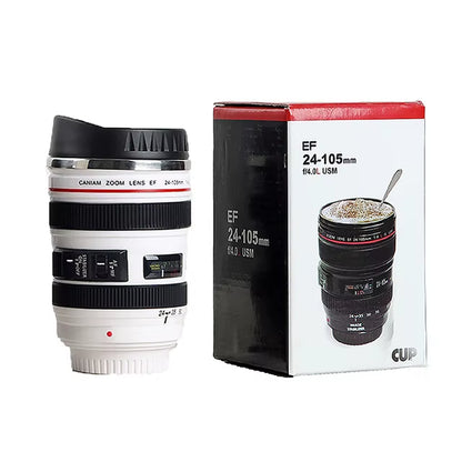 Stainless Steel Camera Ef24-105Mm Coffee Lens Mug White Black Coffee Mugs Unique Cup Gift Coffee Cups Canecas Tazas Vaso Caf