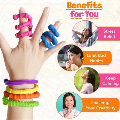 Fidget Toys Sensory Stick, 6PCS Texture Quiet Twisting Fidget Toys for Adults and Kids, Durable and Bendable Stress Relief Sensory Toys for Birthday Gifts, Christmas