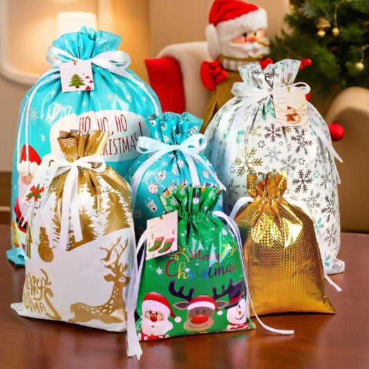 25-Pack Christmas Gift Bags with Drawstring & Tags – Assorted Sizes Holiday Wrapping Bags for Xmas, Parties, Birthdays & Weddings | Easy, Durable & Festive Halloween Candy Bag