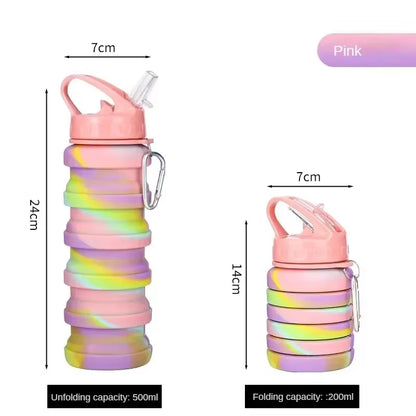 Silicone Foldable Water Bottle for Sports Leakproof BPA Free Water Bottle with Carabiner Collapsible Cycling Water Bottle