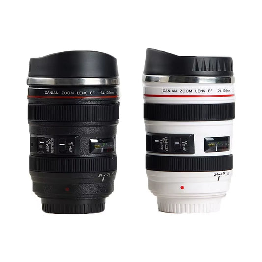 Stainless Steel Camera Ef24-105Mm Coffee Lens Mug White Black Coffee Mugs Unique Cup Gift Coffee Cups Canecas Tazas Vaso Caf