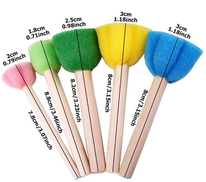 Children DIY Graffiti Sponge Brush Set Drawing Toys Broom Shaped Seal Sponge Brush Art Brush Enlightenment Puzzle Gift TMZ