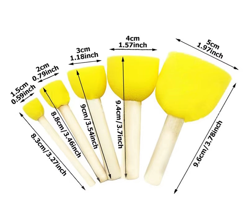 Children DIY Graffiti Sponge Brush Set Drawing Toys Broom Shaped Seal Sponge Brush Art Brush Enlightenment Puzzle Gift TMZ
