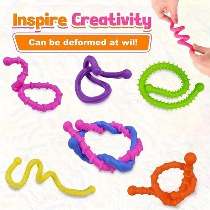 Fidget Toys Sensory Stick, 6PCS Texture Quiet Twisting Fidget Toys for Adults and Kids, Durable and Bendable Stress Relief Sensory Toys for Birthday Gifts, Christmas