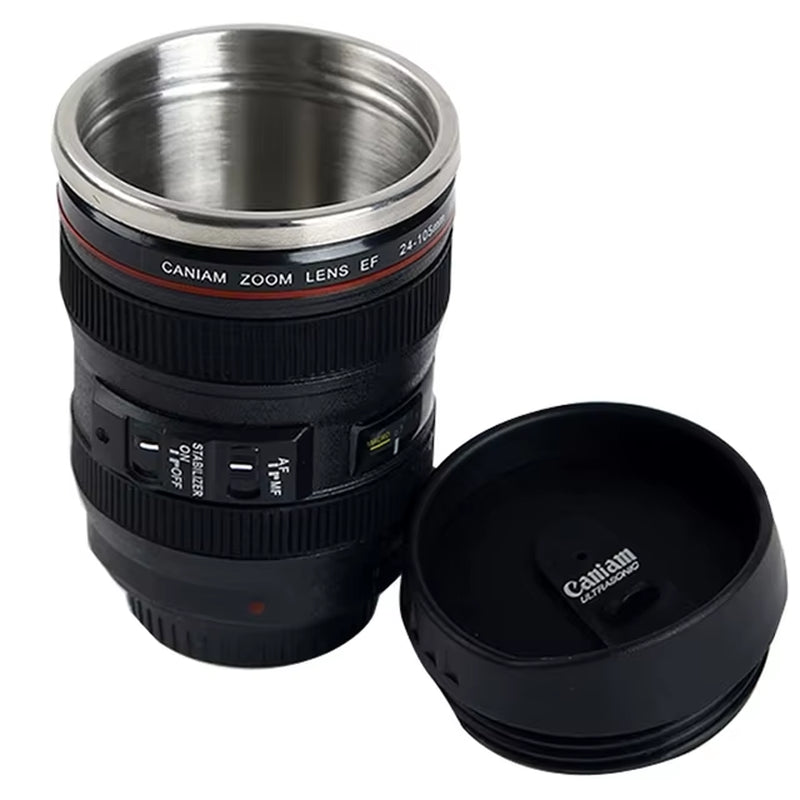 Stainless Steel Camera Ef24-105Mm Coffee Lens Mug White Black Coffee Mugs Unique Cup Gift Coffee Cups Canecas Tazas Vaso Caf
